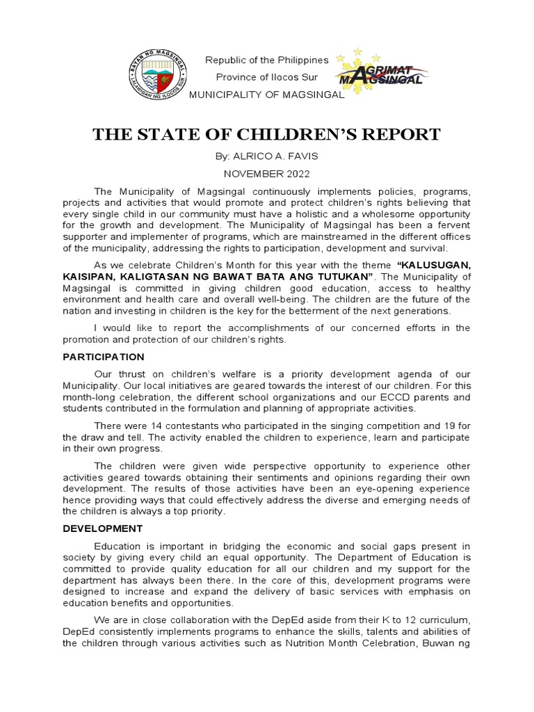 Local State On Children 2022 PDF Malnutrition Infant Mortality