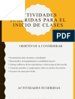 Actividades Sugeridas para El Inicio de Clases