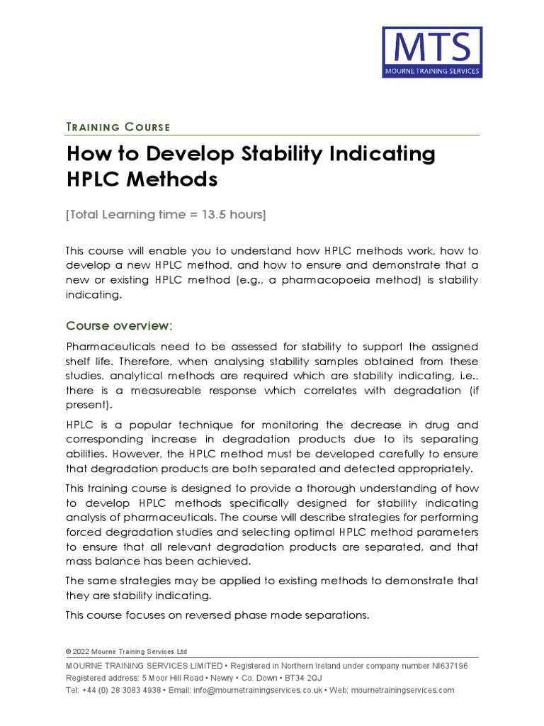 How To Develop Stability Indicating HPLC Methods PDF High Performance Liquid Chromatography