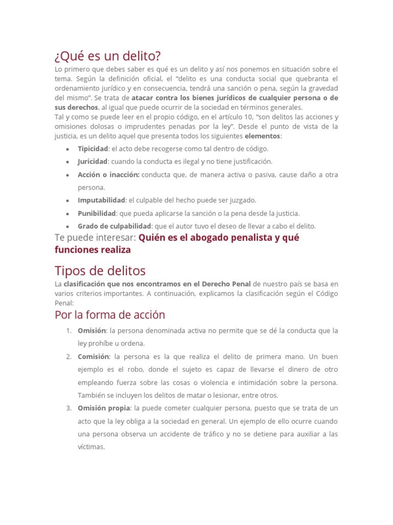 Definición y Tipos de Delitos | PDF | Derecho penal | Castigos