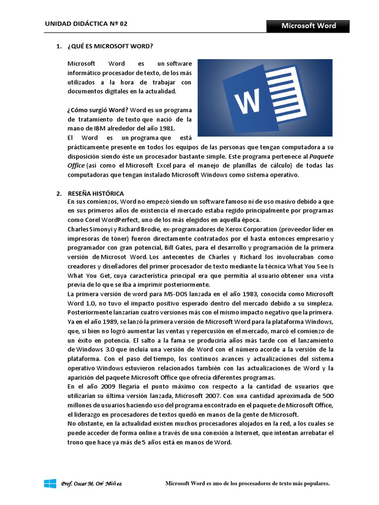 Historia y Funciones de Microsoft Word | PDF | Microsoft Word ...