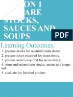 Lesson 1 Prepare Stocks, Sauces and Soups
