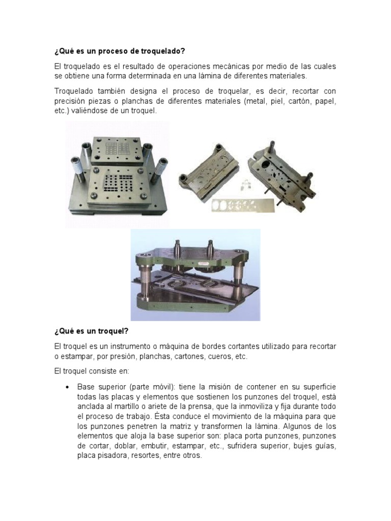 Qué es un proceso de troquelado.docx | PDF | Extrusión | Ingeniería ...