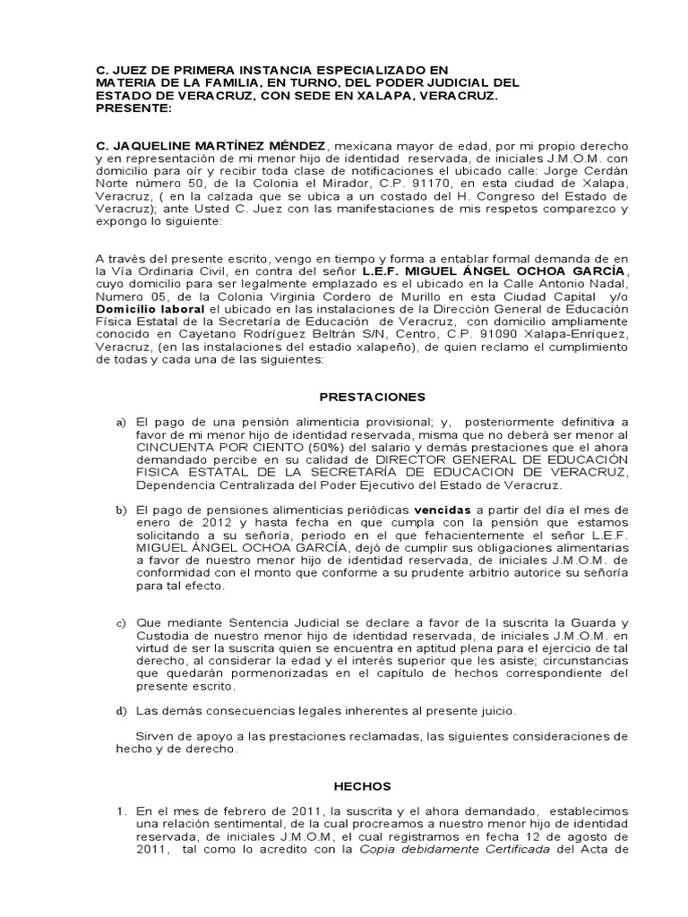 Demanda Divorcio Veracruz | PDF | Testigo experto | Demanda judicial