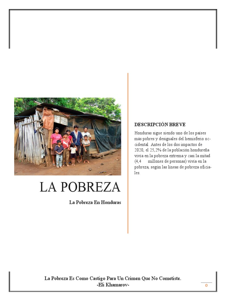 Pobreza y Desigualdad en Honduras | PDF | Pobreza | Pobreza e indigencia