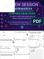 Mathematics 8: Learning Objectives