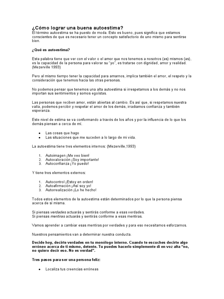 Claves para Mejorar la Autoestima | PDF | Autoestima | Sicología