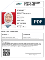 Kartu Peserta SNBP 2023: 423595043 Marissa Putri Sutisna 0054757748 Sman Tomo Kab. Sumedang Prov. Jawa Barat