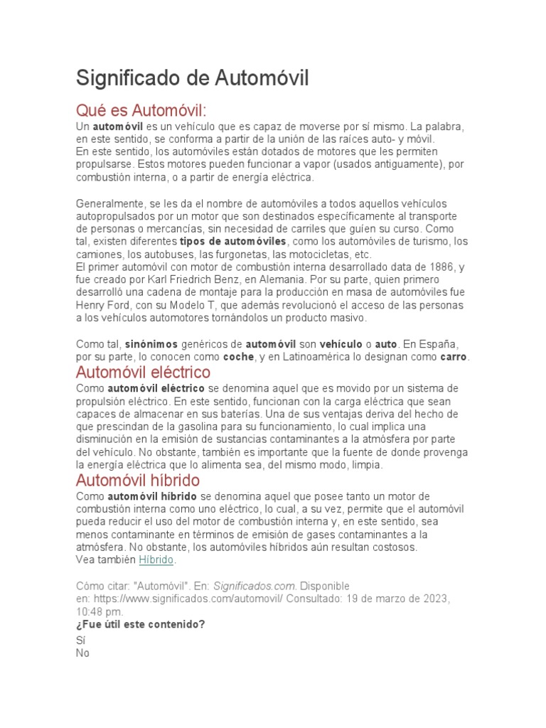 Significado de Automóvil | PDF | Coche | Vehículo de motor