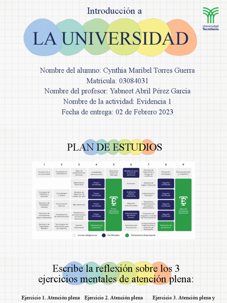 INTRODUCCIÓN A LA UNIVERSIDAD - Evidencia 1.pptx | PDF | Aprendizaje ...