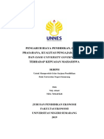 Pengaruh Biaya Pendidikan, Sarana Prasarana, Kualitas Pengajaran Dosen Dan Good University Governance Terhadap Kepuasan Mahasiswa