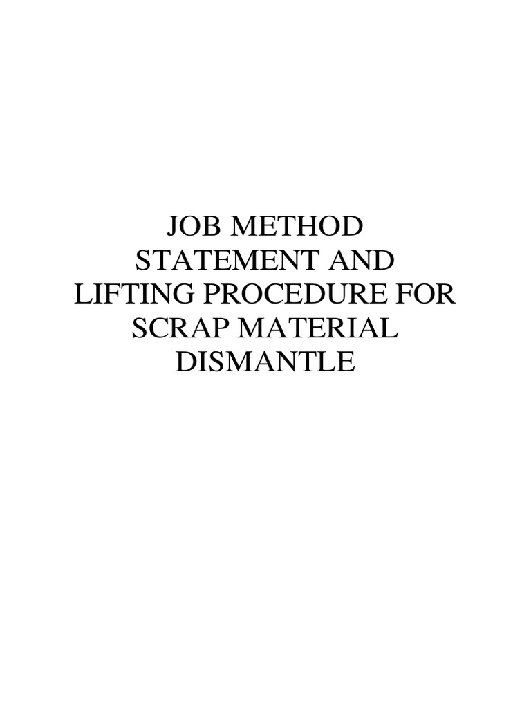 Scrap Material Dismantle Procedure | PDF | Crane (Machine)