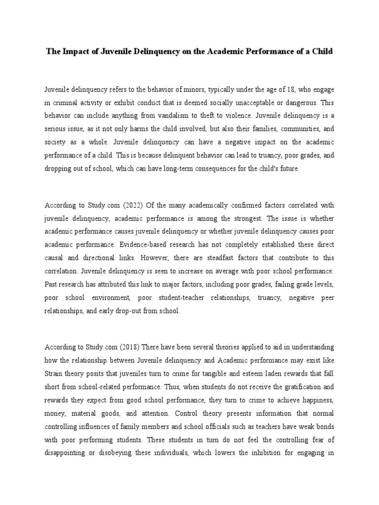 Juvenile Academics Rationale | PDF | Juvenile Delinquency | Human ...