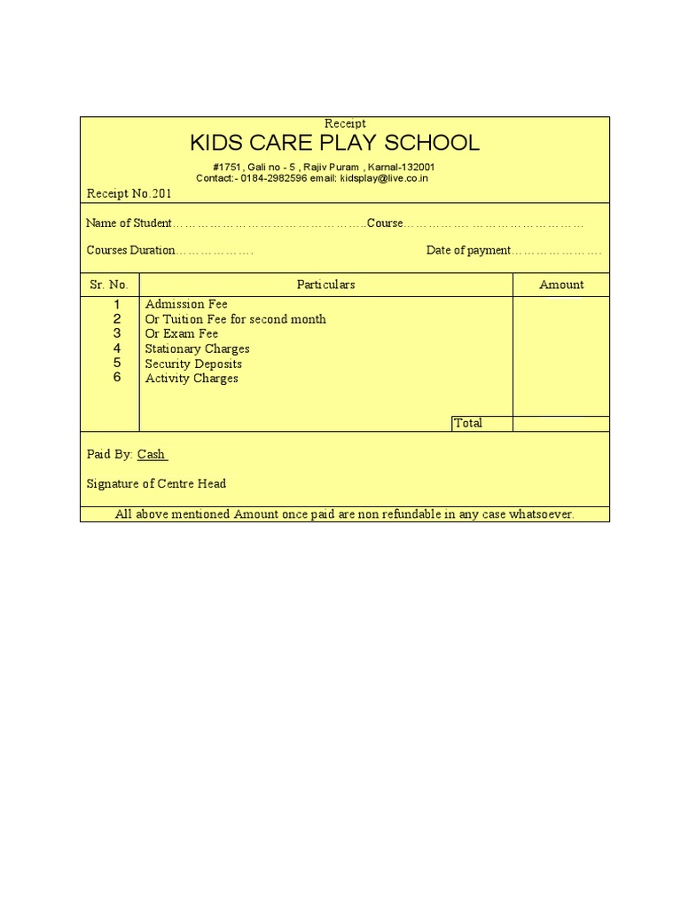 School Fee Receipt Sample PDF | PDF