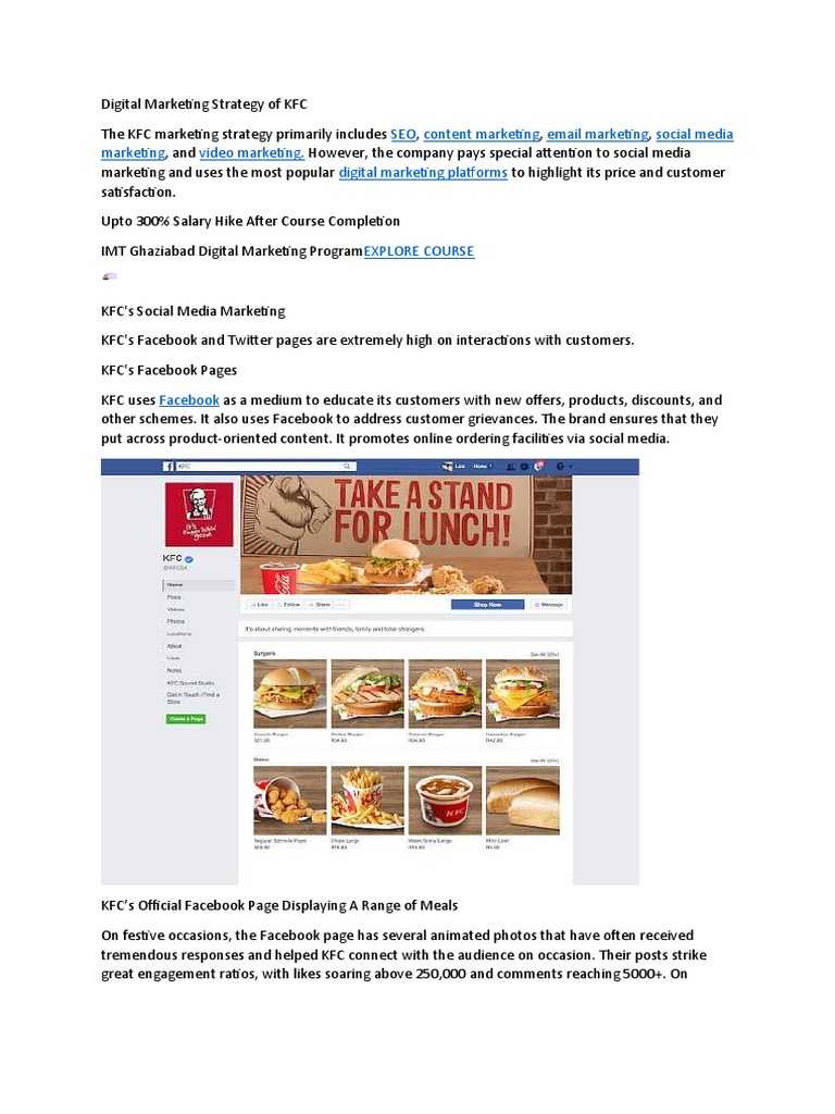 Digital Marketing Strategy of KFC | PDF | Social Media | Popular ...