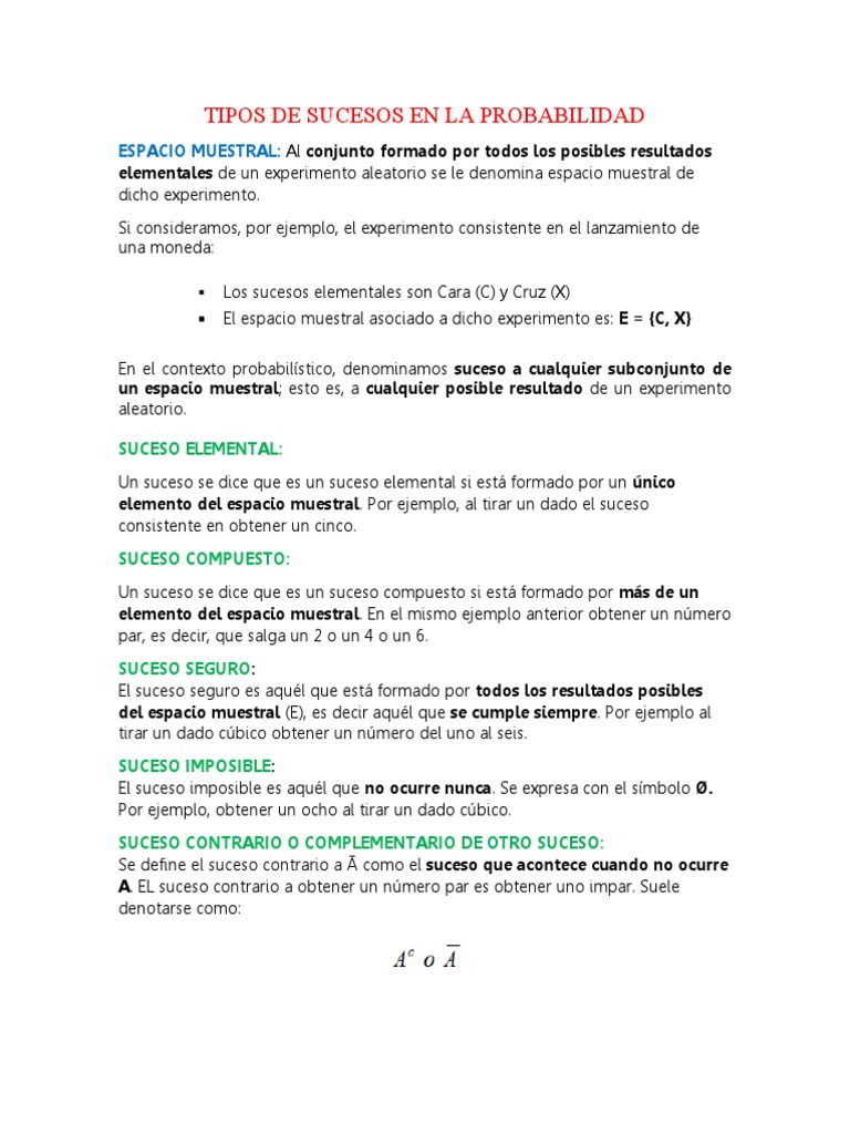Tipos de Sucesos en Probabilidad | PDF | Conjunto (Matemáticas) | Lógica