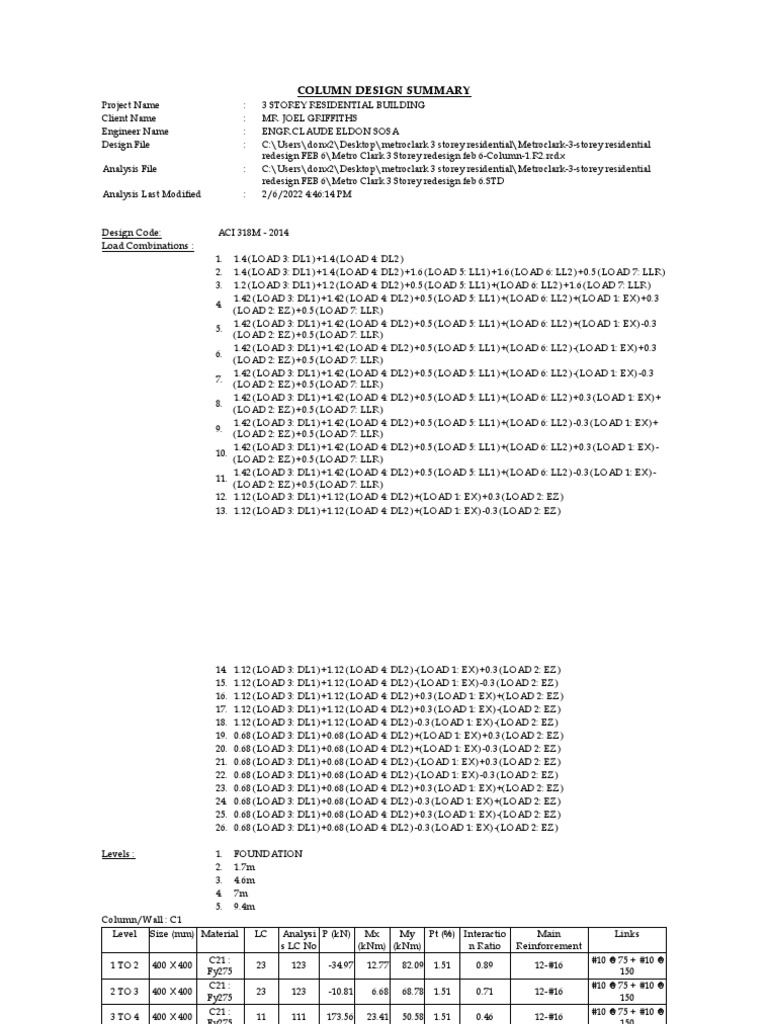 Column design summary pdf