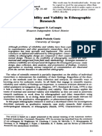 LeCompte - Problems of Reliability and Validity in Ethnographic Research