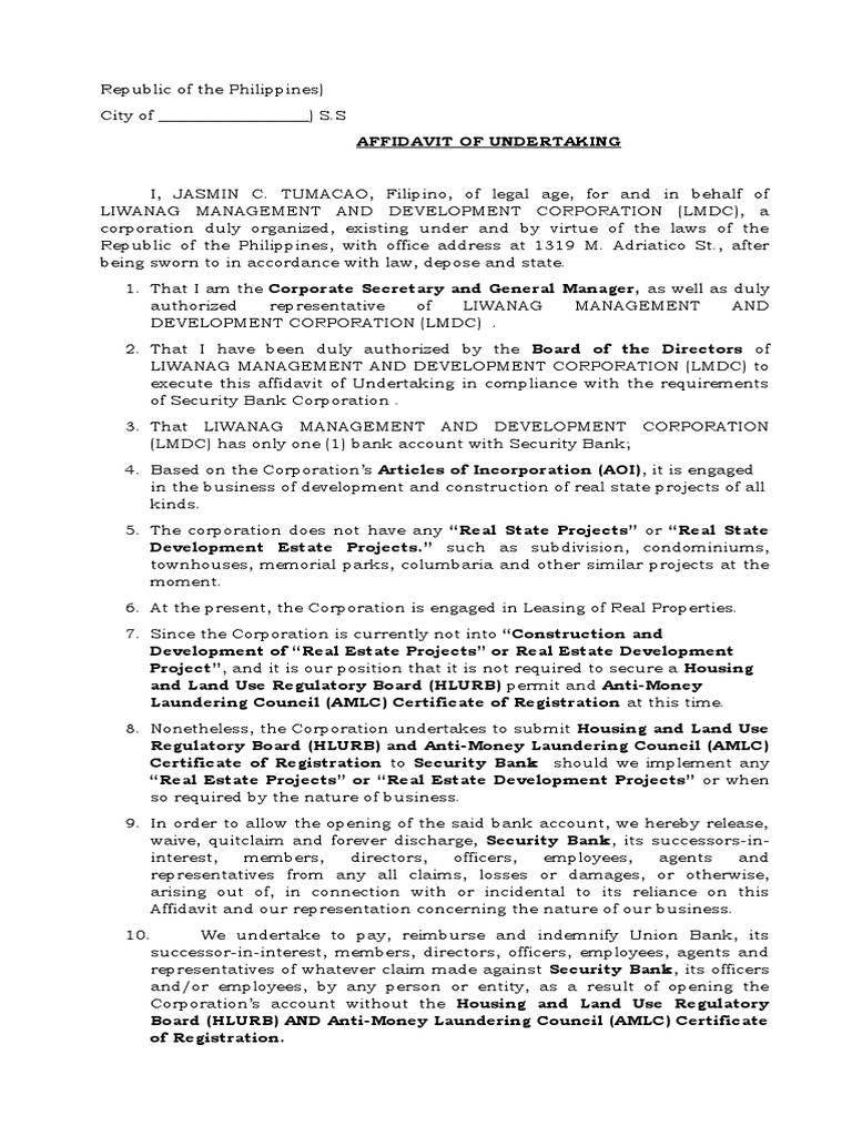 affidavit-of-undertaking-security-bank-pdf