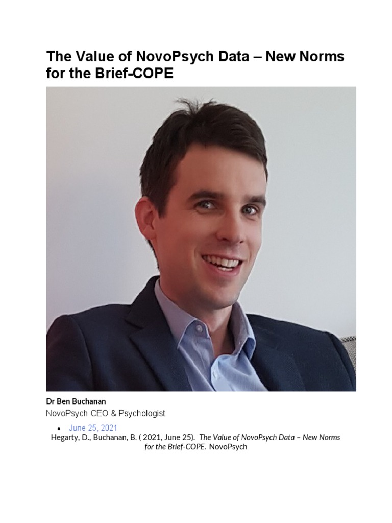 NovoPsych Brief COPE Norms Analysis | PDF | Mean | Percentile