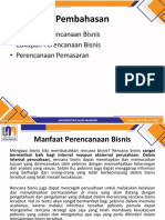 Pembahasan: - Manfaat Perencanaan Bisnis - Cakupan Perencanaan Bisnis - Perencanaan Pemasaran