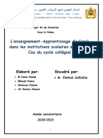 L'enseignement-Apprentissage de L'oral Dans Les Institutions Scolaires Marocains Cas Du Cycle Collégial