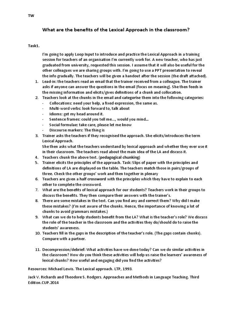 What are the benefits of lexical approach in the classroom session plan