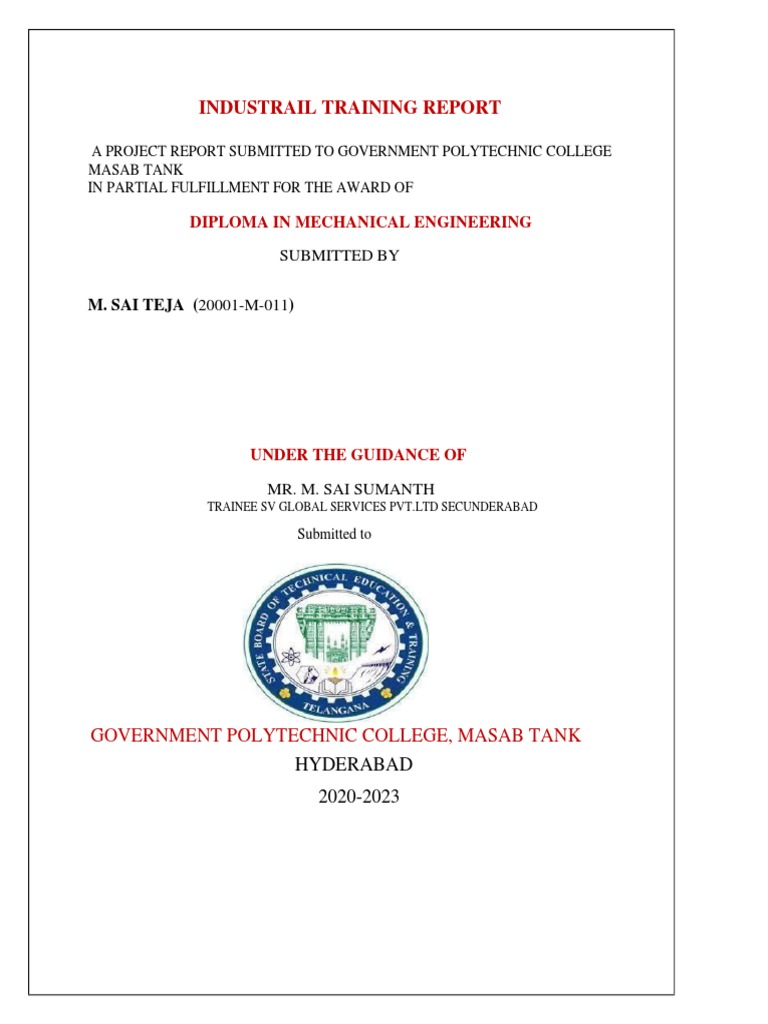 Industrial Training Report: Mechanical Engineering | PDF | 3 D Printing ...