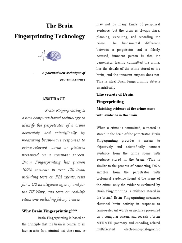 Brain Fingerprinting Technology Explained | PDF