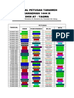 Jadwal Petugas Taraweh Ramadhan 1444 H