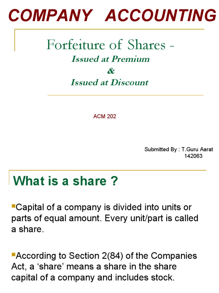 Forfeiture of Shares PDF Stocks Share (Finance)