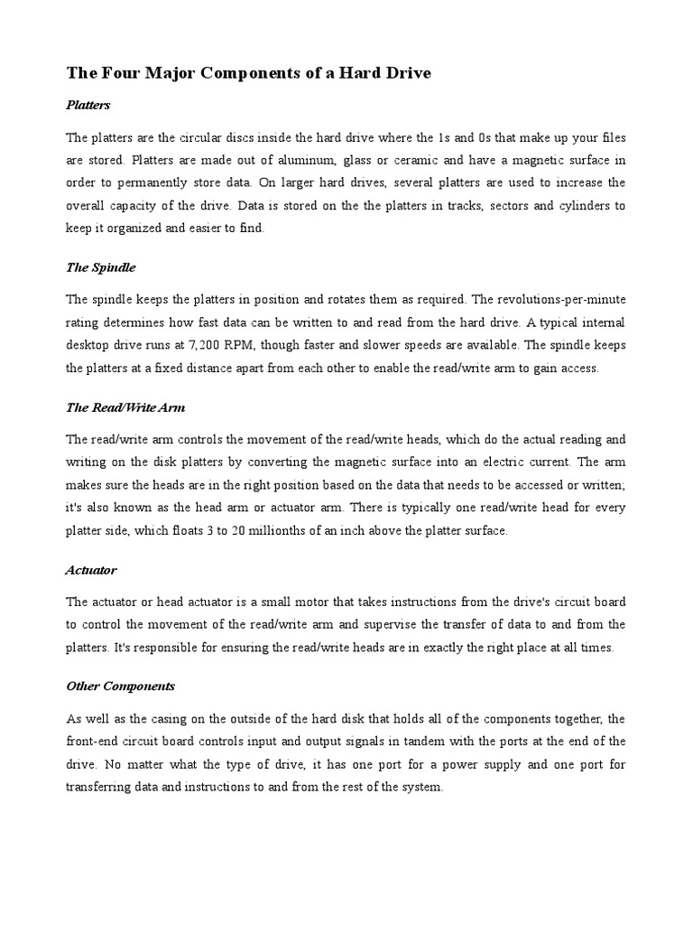 Topic 4a Parts of A Hard Drive PDF PDF Computer Monitor Hard Disk