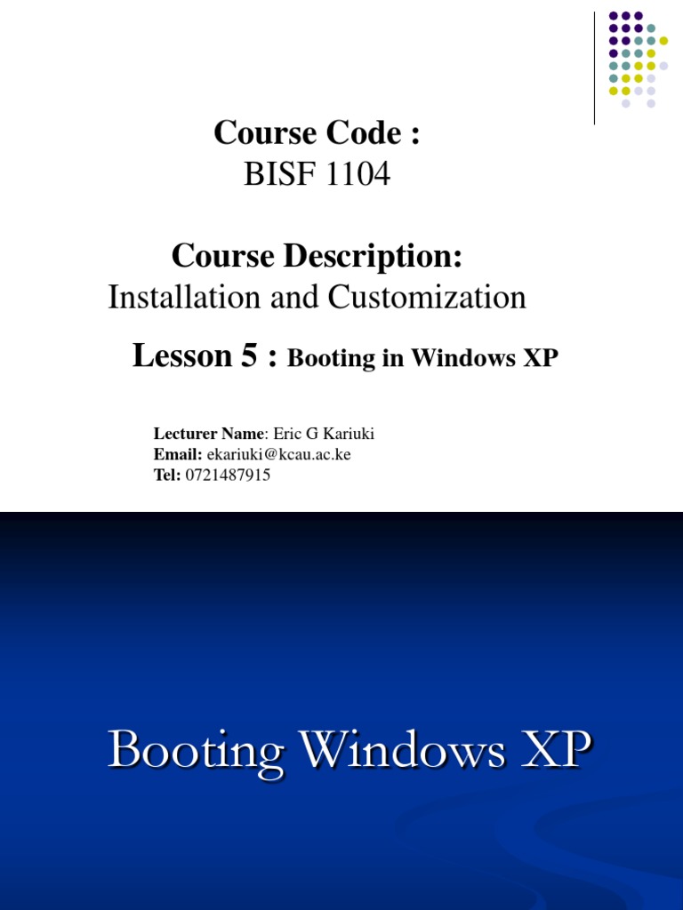 Topic 5a Booting in Windows XP PDF PDF Booting Windows Registry