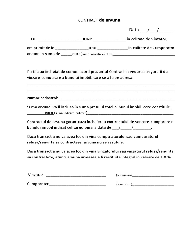 Contract de Arvuna | PDF