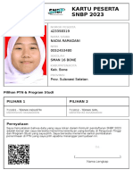 Kartu Peserta SNBP 2023: 423358319 Nadia Ramadani 0052453480 Sman 16 Bone Kab. Bone Prov. Sulawesi Selatan