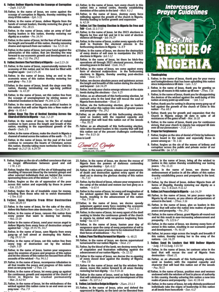 Intercessory Prayer For Nigeria 2025 Pdf Religious Belief And Doctrine