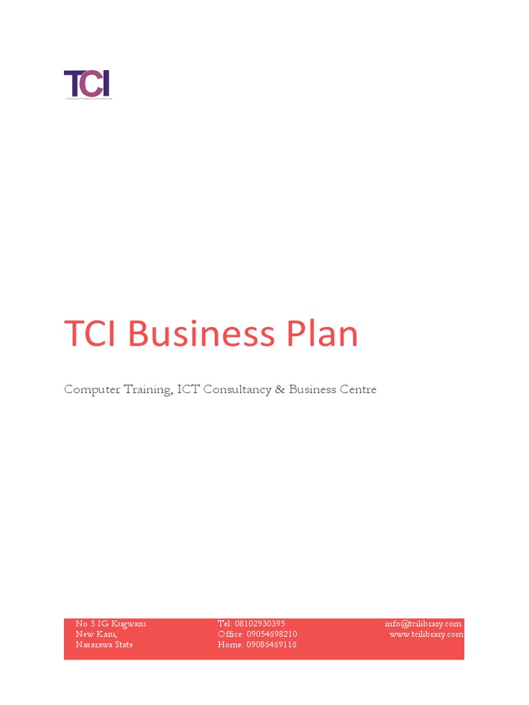 TCI Computer Training Center Business Plan | PDF | Banks | Investing