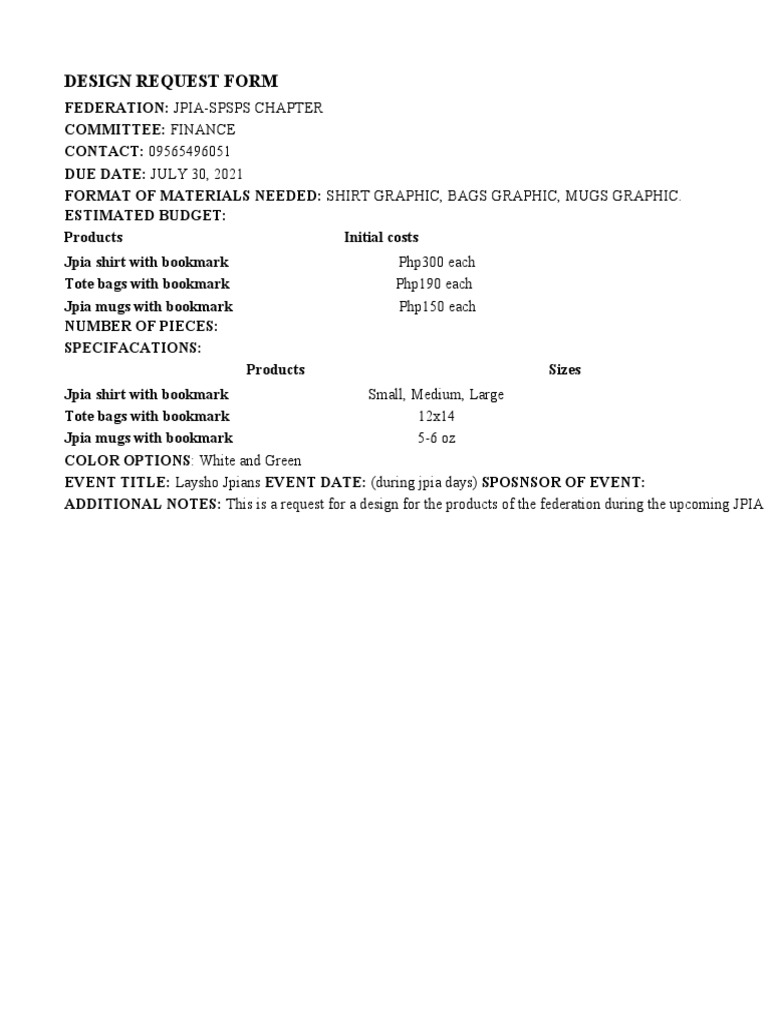 Design Request Form | PDF