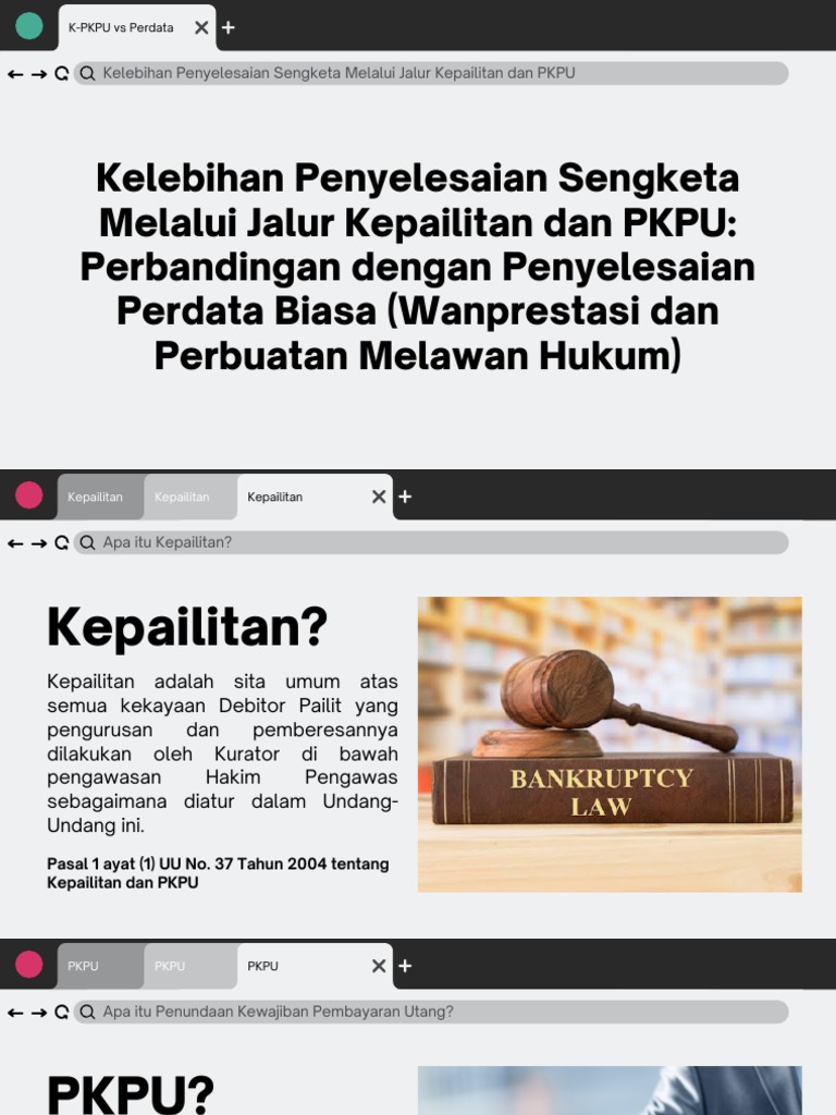 Kelebihan Jalur Kepailitan dan PKPU | PDF