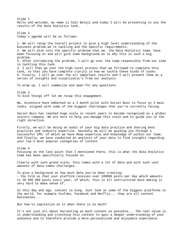 Video Script | PDF | Data | Analytics