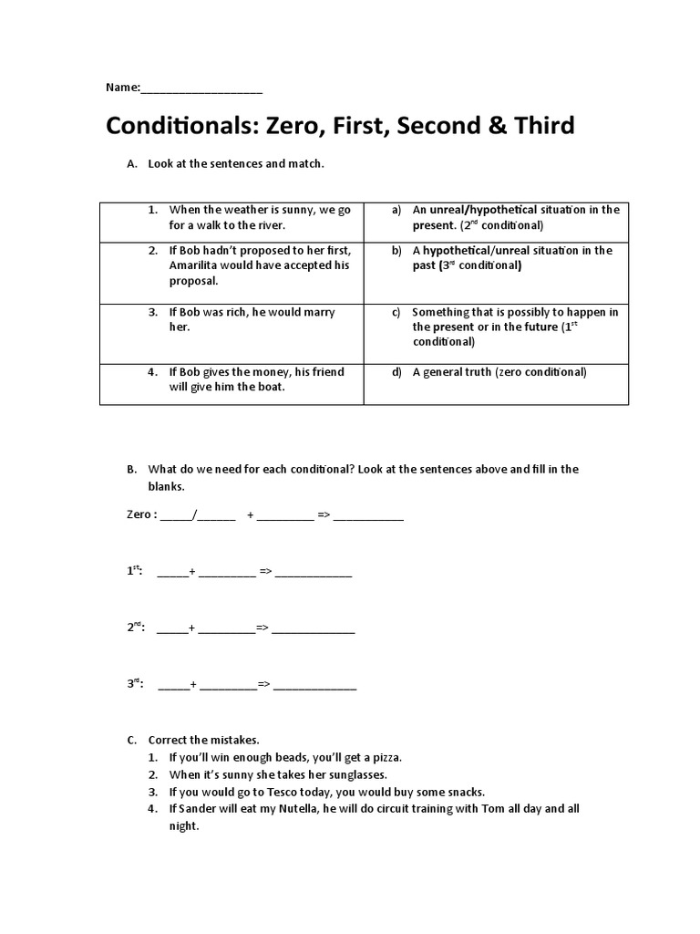 Conditionals Guided Discovery Zero First Second Third | PDF