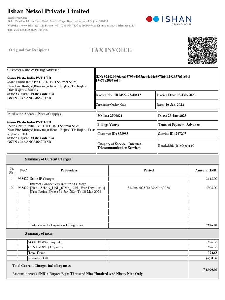 Ishan Netsol Pvt Ltd Invoice Summary | PDF | Invoice | Cheque