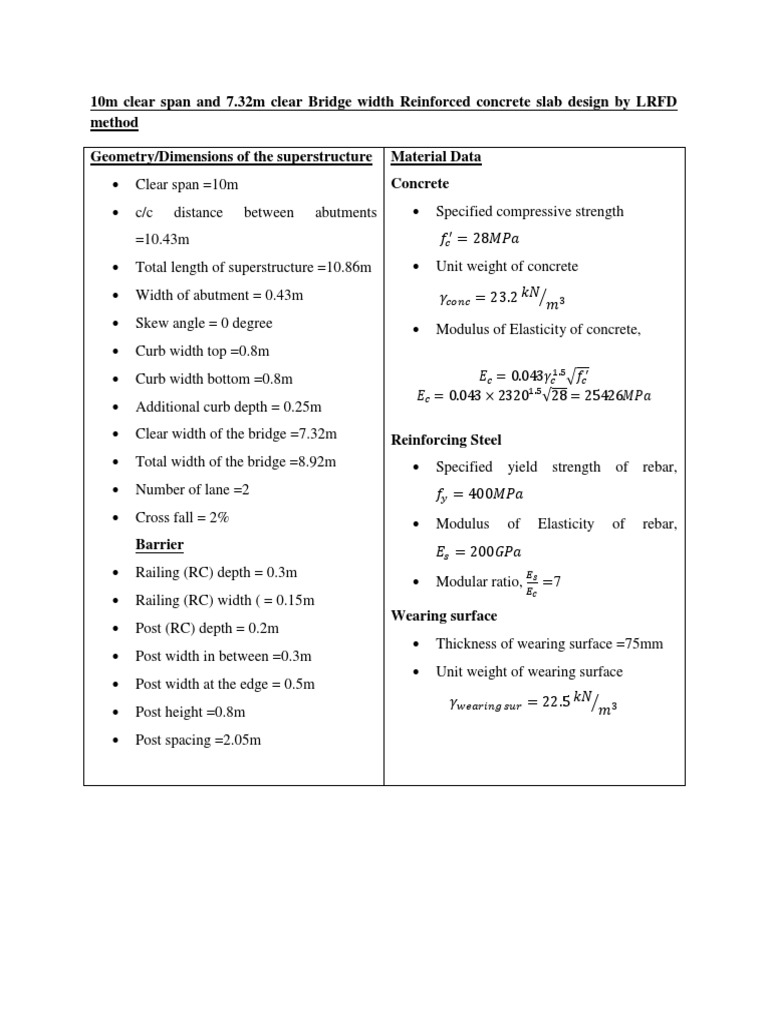 Reinforced Concrete Slab Bridge Design | PDF | Length | Strength Of ...