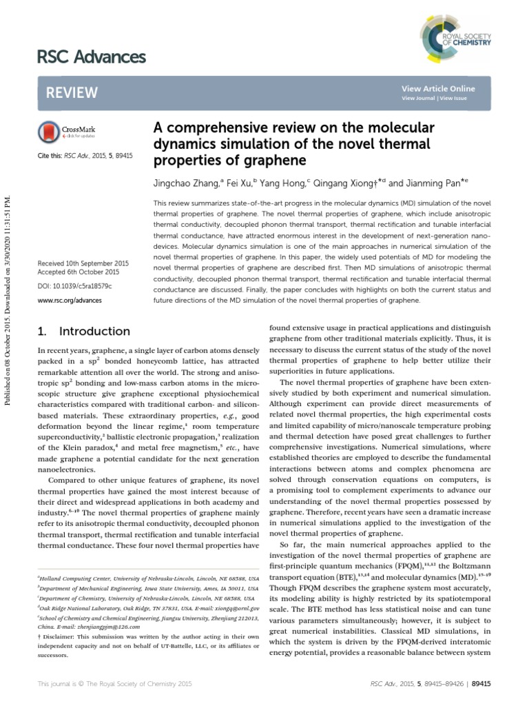 A Comprehensive Review On The Molecular Dynamics Simulation of The ...