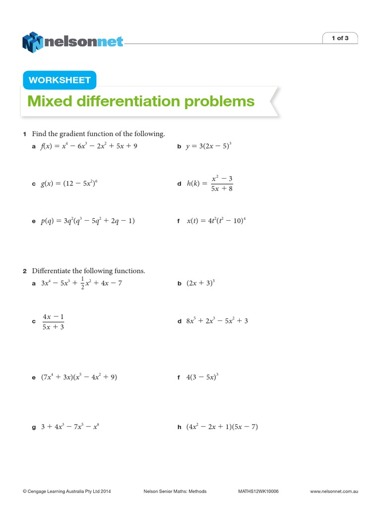 Mixed Differentiation Problems PDF | PDF