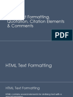 Topic 5 HTML Text Formatting Quotation Citation Elements Comments PDF