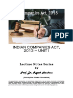 Indian Companies Act, 2013 - Unit I