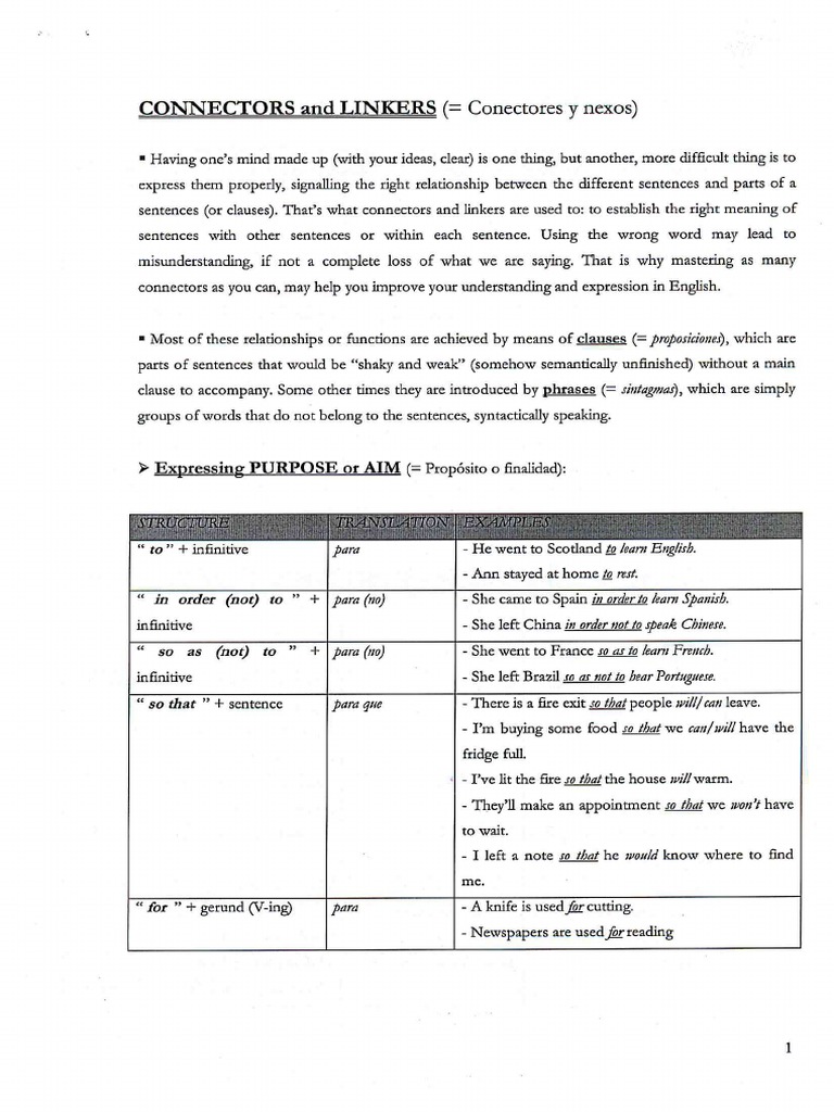 Connectors and Linkers PDF PDF