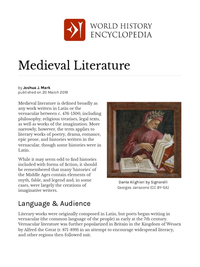 Medieval Literature World History Encyclopedia.pdf PDF Chivalric