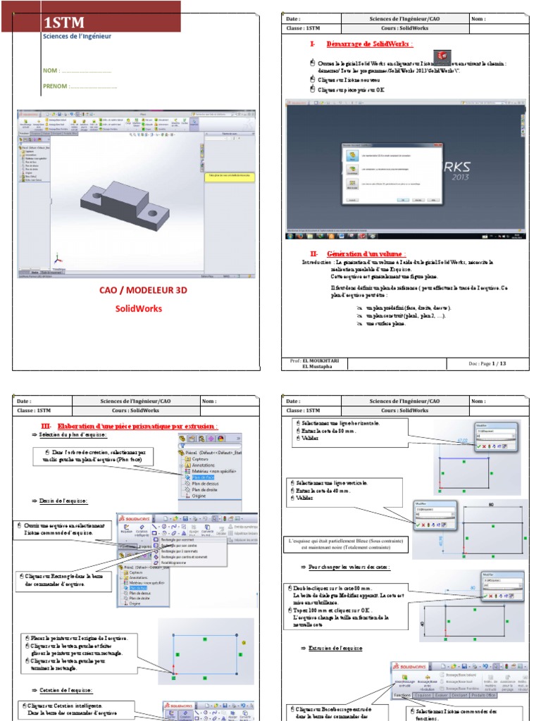 Guide d'utilisation de SolidWorks 3D | PDF | Conception assistée par ...